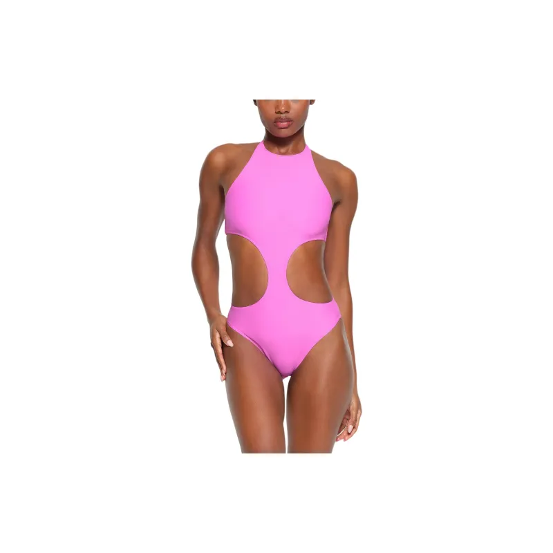 SKIMS SIGNATURE SWIM HALTER MONOKINI One-piece Swimsuit Women's NEON ORCHID/Neon Orchid-1