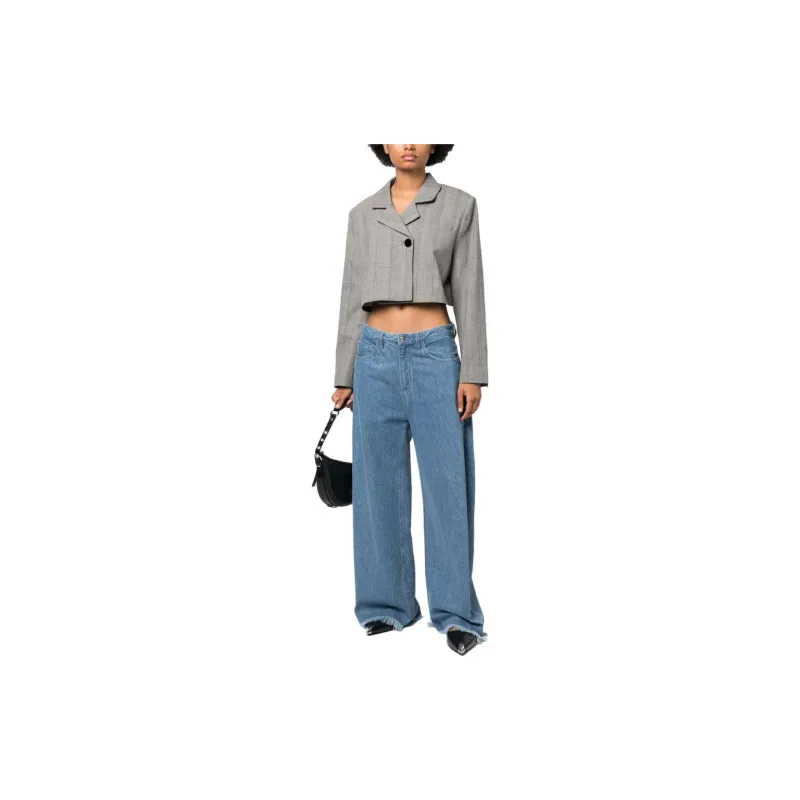 GANNI Cropped Herringbone Blazer-1