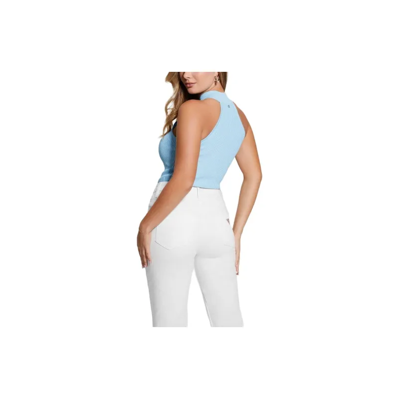 GUESS Eco Shayna Mock Neck Top Tank Tops Women's Blue-2