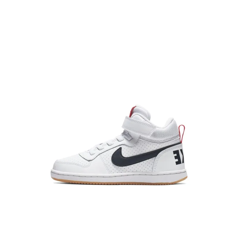 Nike Court Vision Mid Top Kids' Skateboarding Shoes White Black Children Aged 3 7 Years Old-0