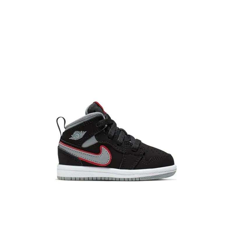 Jordan 1 Mid Black Particle Grey Gym Red TD-1