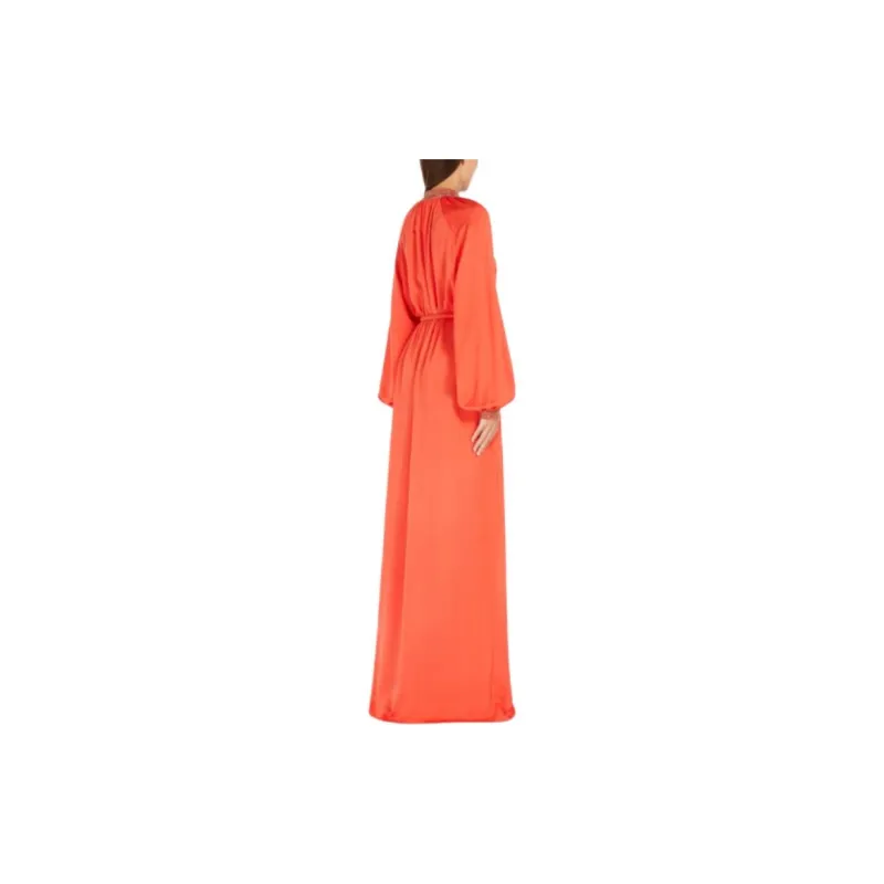 MaxMara Silk Caftan Dress Long-Sleeved Dresses Women's Red-2