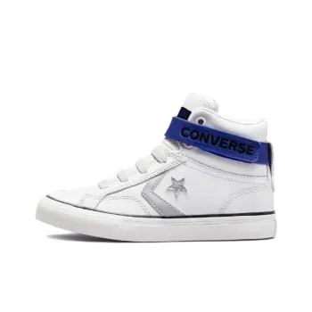 Converse Pro Blaze Strap Anti Slip Wear Resistant High Top Skateboard Shoes Silver Gray Teenagers