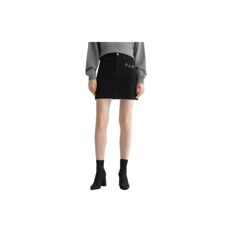 KARL LAGERFELD Denim Short Skirts Women's Black-2