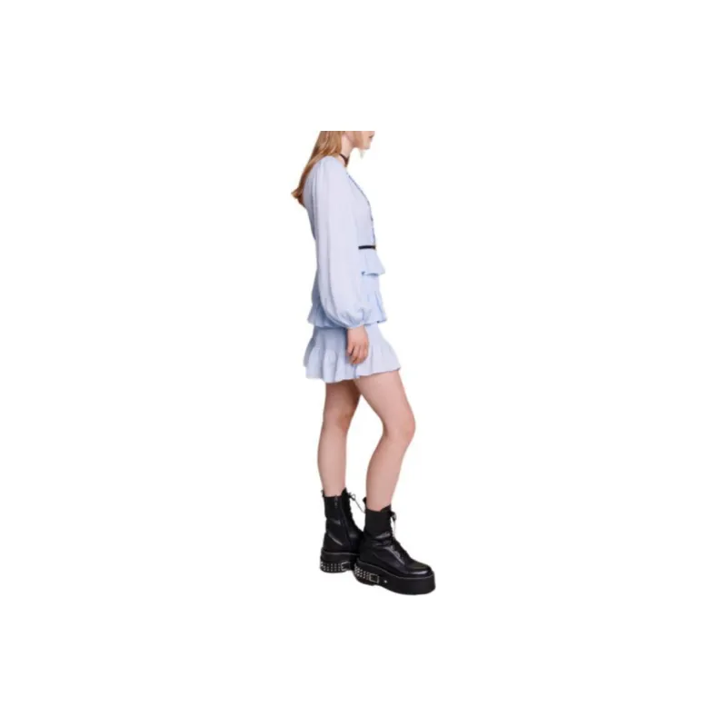 Maje Long Sleeved Dress Women's Light Blue-3