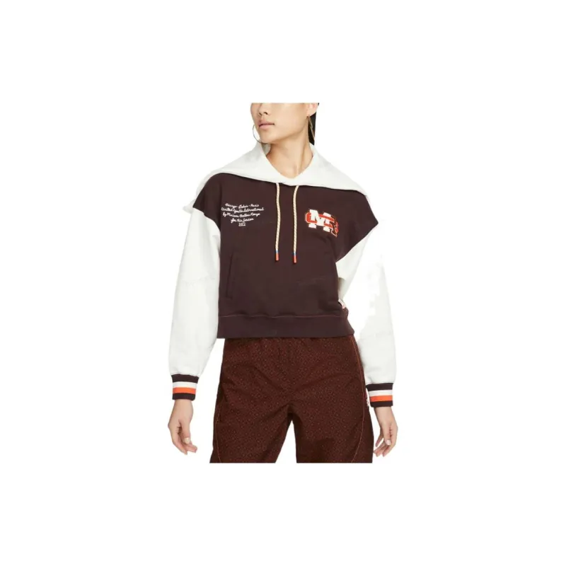 JORDAN Women's JORDAN Maison Chateau Rouge Hoodie Brown/Cream White-2