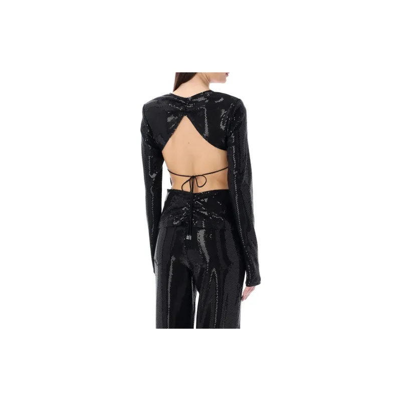 Rotate Sequin embellished Open back Top-1