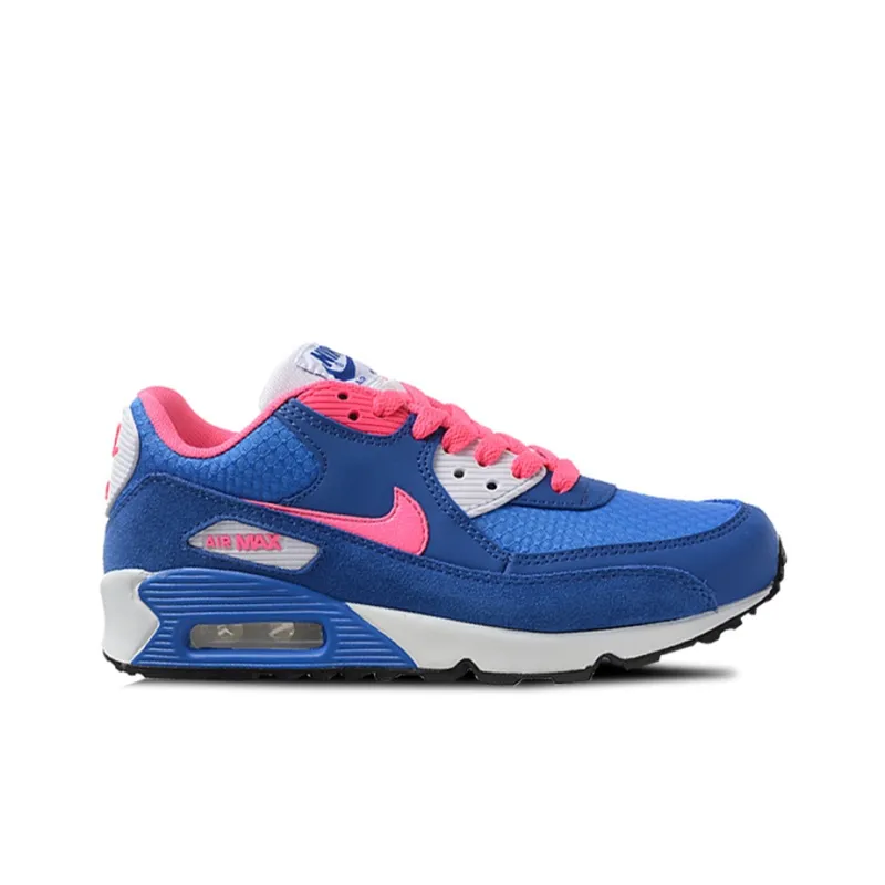 Nike Air Max 90 Cushioning, Slip Resistant, And Abrasion Resistant Low Top Kids' Running Shoes Blue Pink Teenagers-1