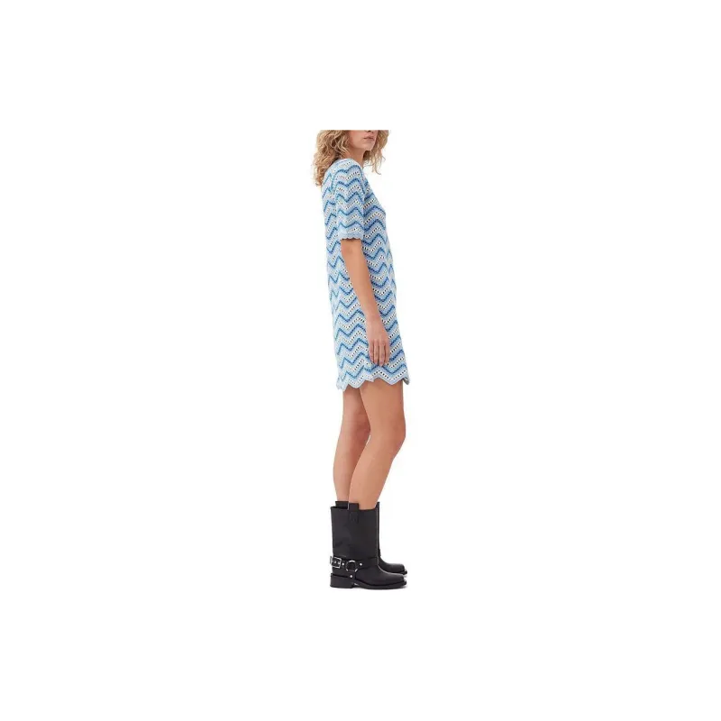 GANNI SS24 Short Sleeved Dress Women's Heather Color-4