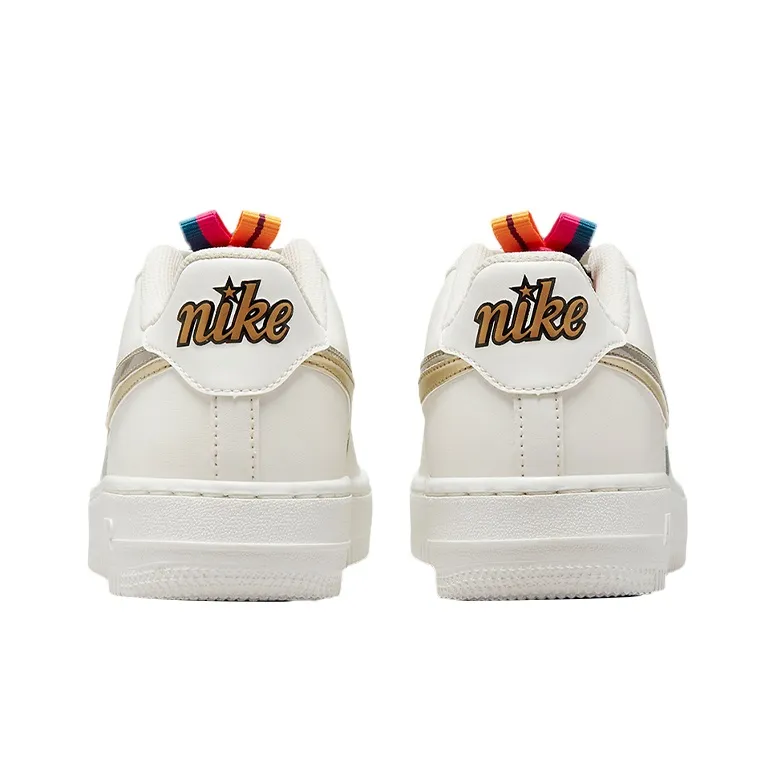 Nike Air Force 1 LV8 Double Swoosh Silver Gold GS-5