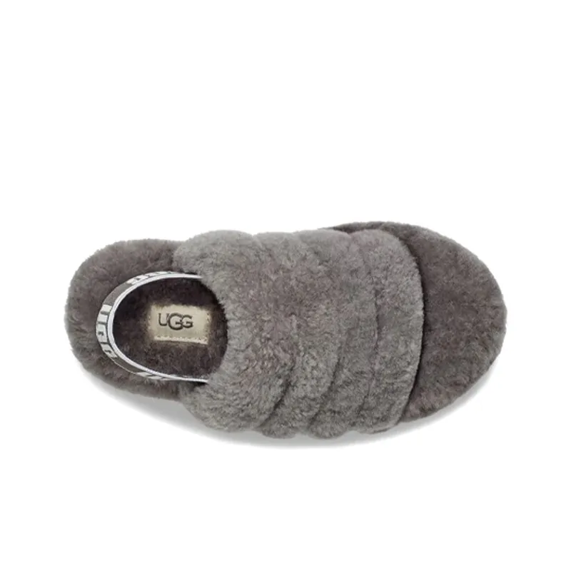 UGG Fluff Yeah Slide Charcoal Kids-3