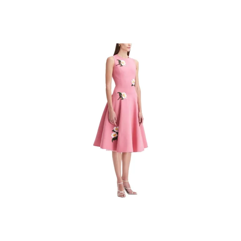 Oscar De La Renta Camellia Threadwork Midi Dress-2