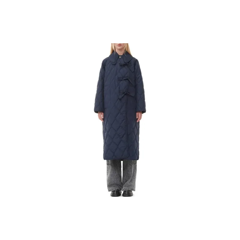 GANNI Coats Women's Navy Blue-1