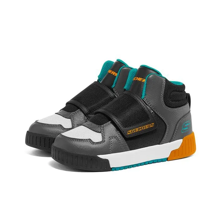 Skechers Adapters Anti Slip Wear Resistant Mid Top Kids' Skateboarding Shoes Gray Black Teenagers-2