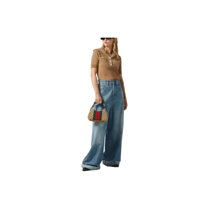 GUCCI Horsebit Raw Cut Hem Wide Leg Jeans-1