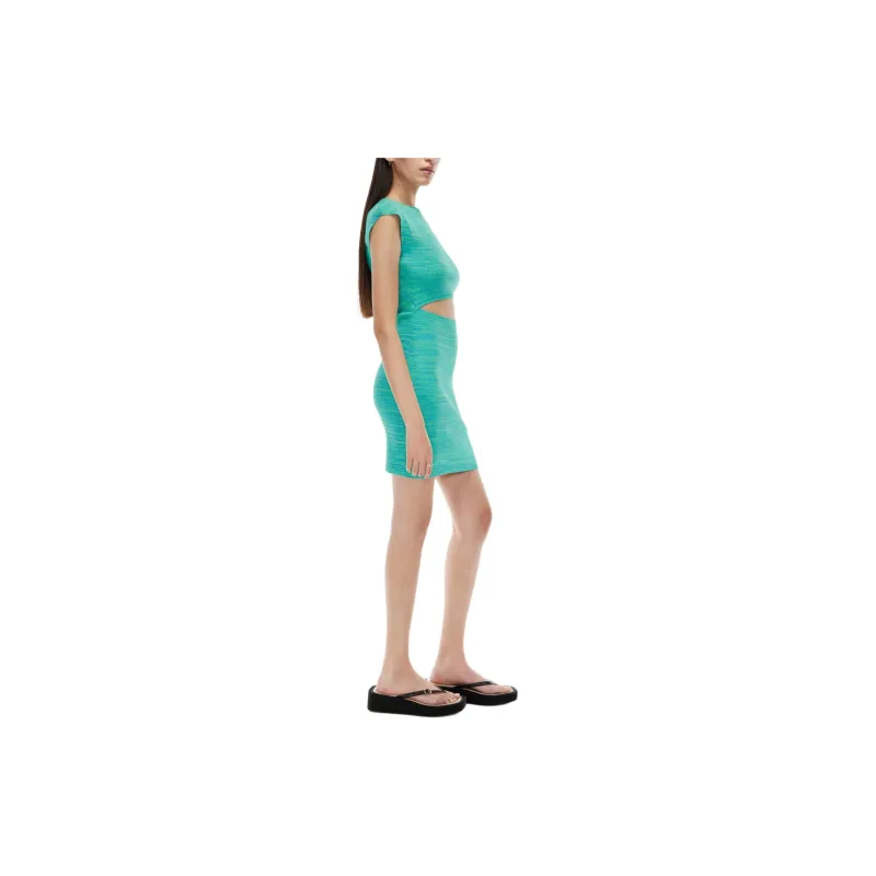ARITZIA Wilfred Free Cut-Out Knit Mini Dress Short-Sleeved Dresses Women's Space Dye Aqua Teal/Cyan-4