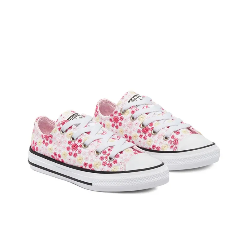 Converse Chuck Taylor All Star Anti Slip Wear Resistant Low Top Kids Canvas Shoes Embroidery Pink White Teenagers-2