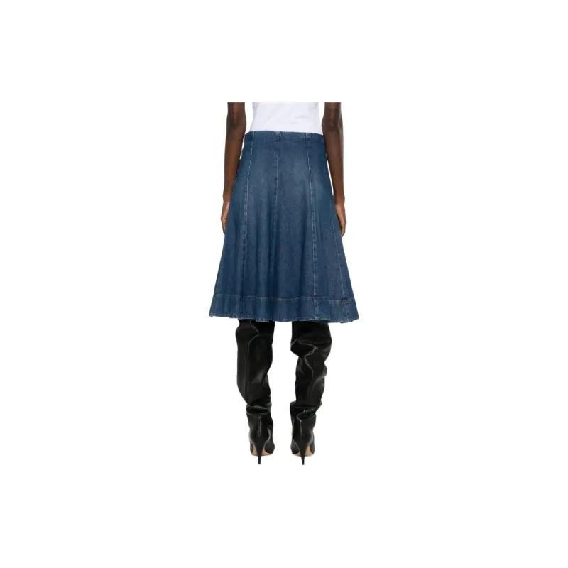 KHAITE The Lennox Low-Rise Denim Skirt-2