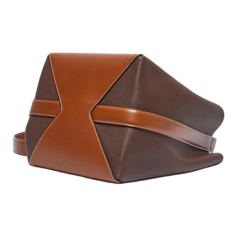 MaxMara Deer-Print Calfskin Bucket Bags Shoulder Bag Crossbody Bag Medium Size Women's Cocoa-3