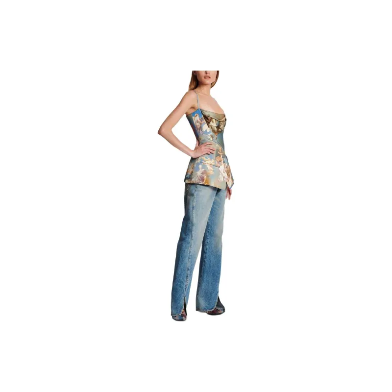 BALMAIN Sky print Tailored Corset Top-1