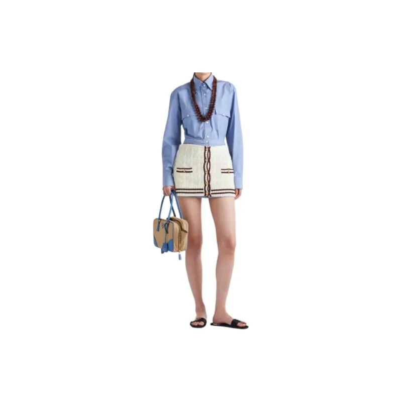 PRADA Striped Straight Hem Mini Skirt-1