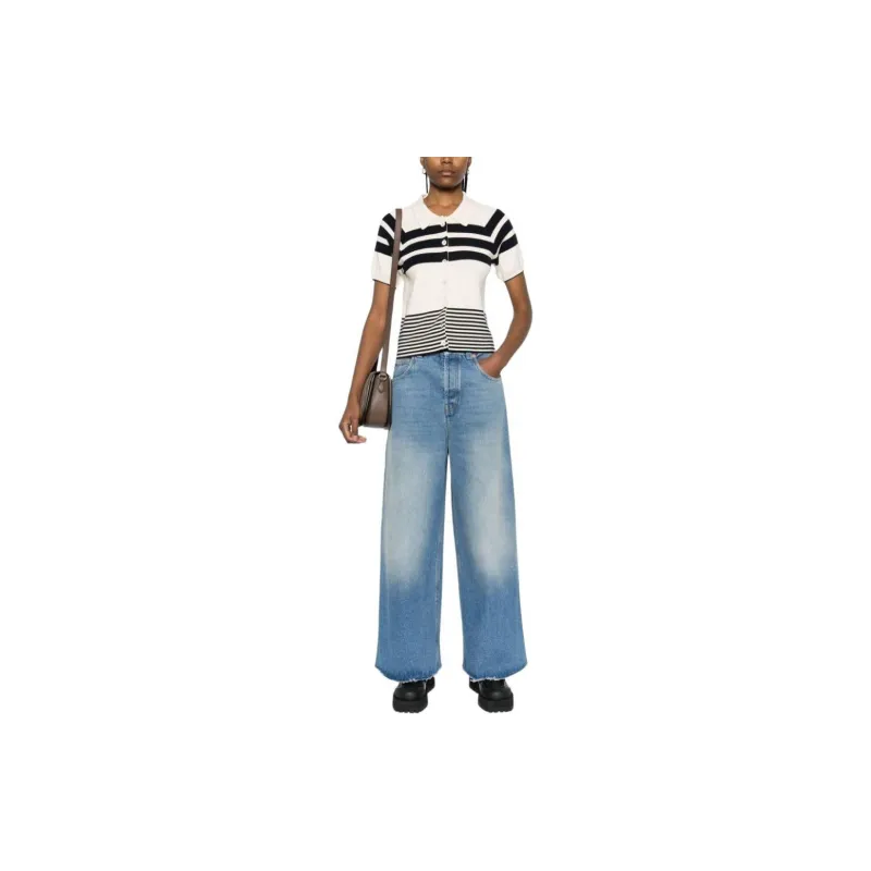GUCCI Horsebit Raw Cut Hem Wide Leg Jeans-4