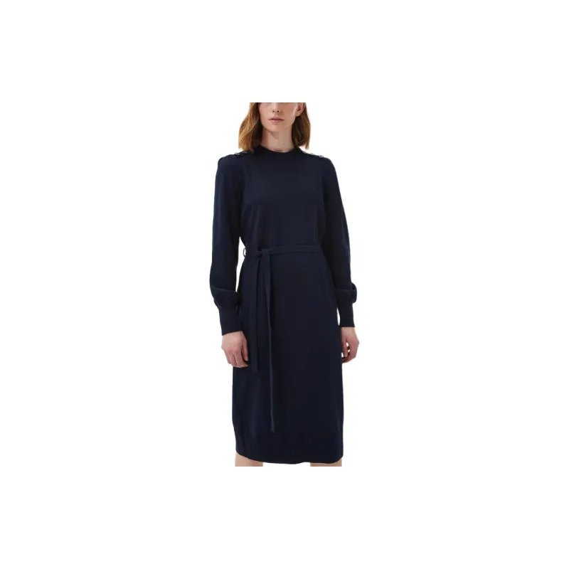 BARBOUR Perch Knitted Midi Dress Long-Sleeved Dresses Women's Navy Blue-1