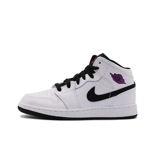 Jordan 1 Mid White Black Fuchsia Blast GS