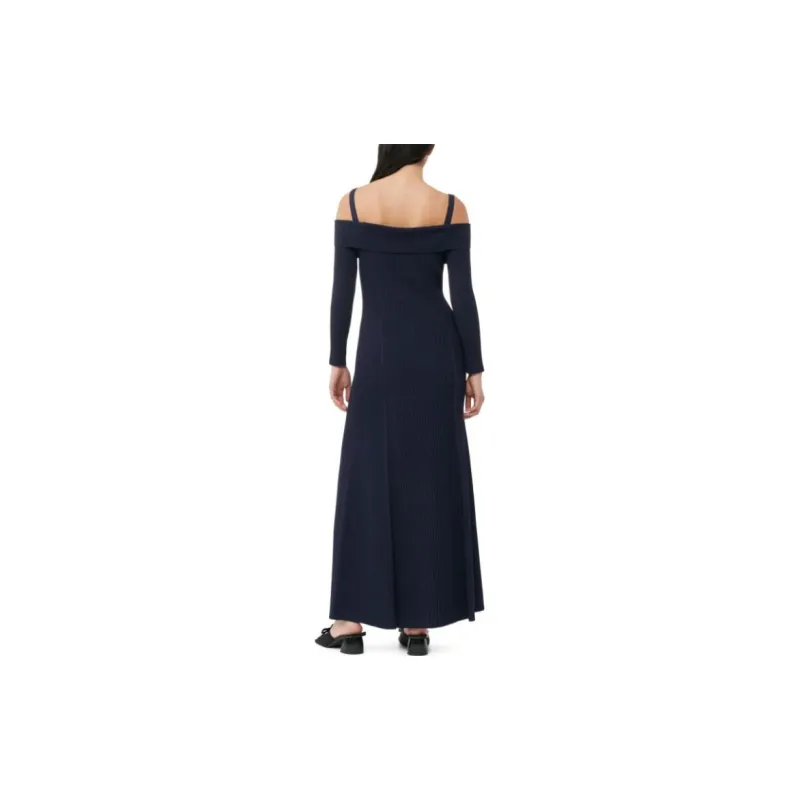 GANNI Melange Knitted Off Shoulder Maxi Dress-2
