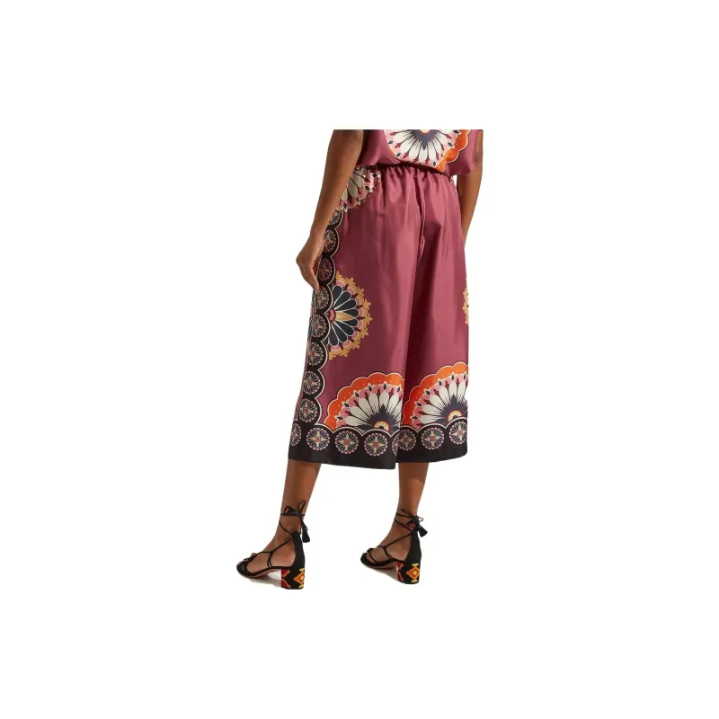 La DOUBLEJ. Geometric pattern Cropped Silk Trousers-3