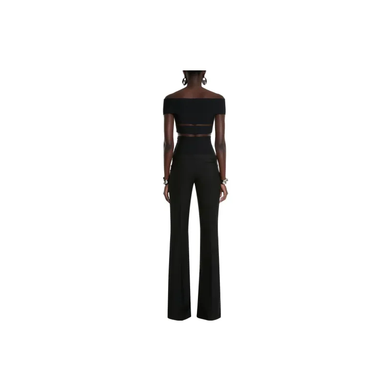 Alexander McQueen Mid Rise Flared Tailored Trousers-2