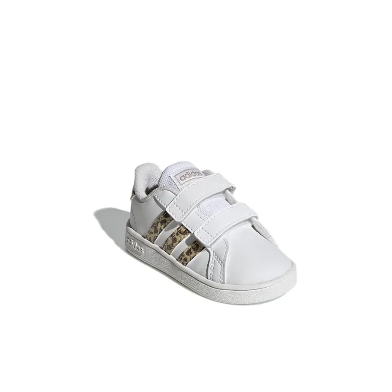 Adidas Neo GRAND COURT Abrasion Resistant Low Top Skateboard Shoes White Gold Infant And Toddler-2