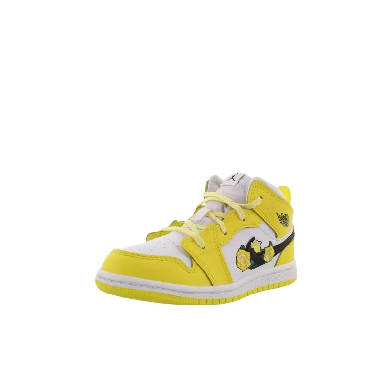 Jordan Air Jordan 1 Mid SE High Top Toddler Shoes Yellow Rose Baby-2