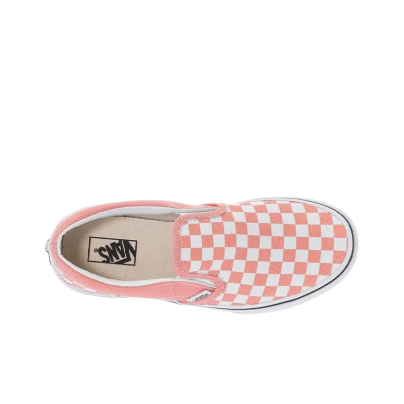 Vans Slip-on Low-Top Kids' Skateboarding Shoes Pink White Checkerboard Teenagers-3