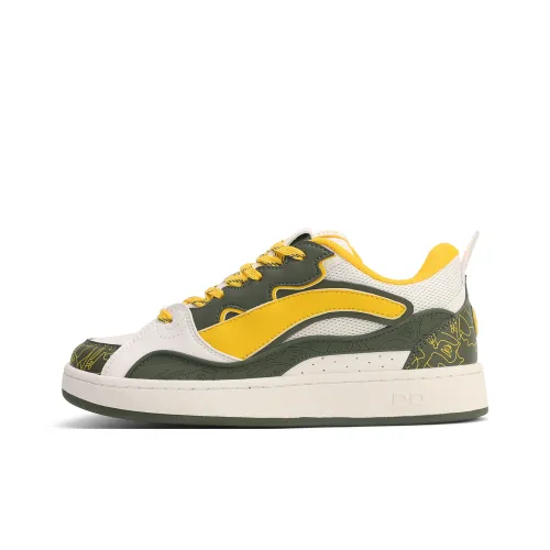 GLO BULL Skateboard Shoes Men Low-Top Beige Military Green Yellow