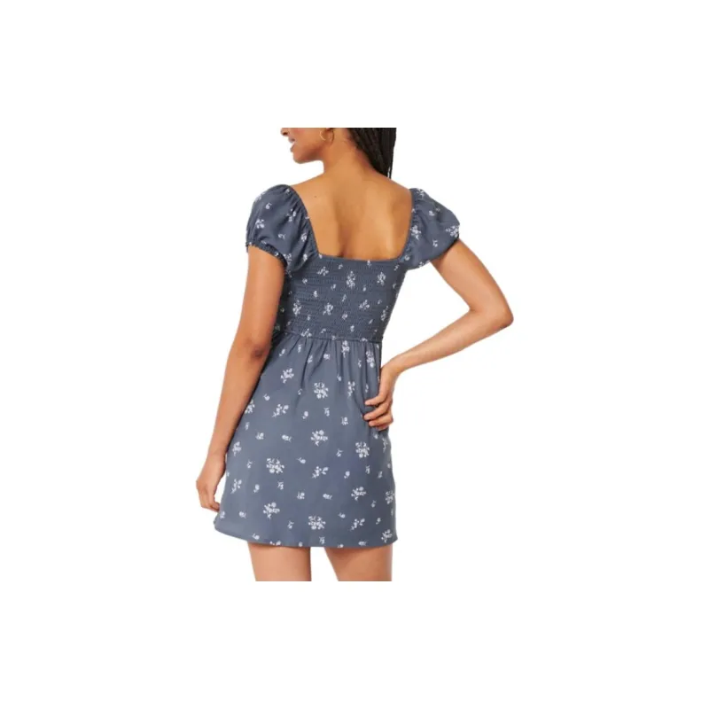 Hollister Short-Sleeved Dresses Women's Blue Floral-3
