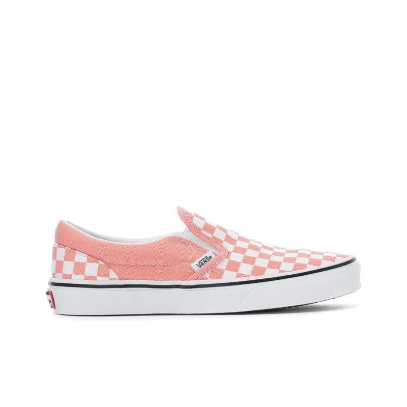 Vans Slip-on Low-Top Kids' Skateboarding Shoes Pink White Checkerboard Teenagers-1