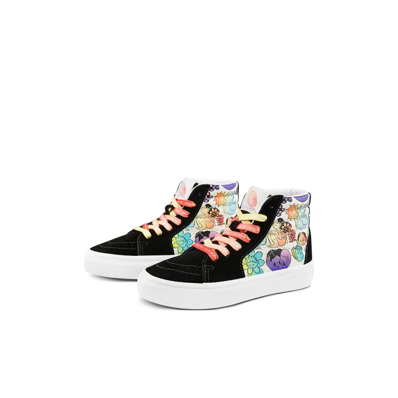 Vans SK8 Anti-Slip Wear-Resistant High-Top Skateboard Shoes Black Children Aged 3-7 Years Old-1