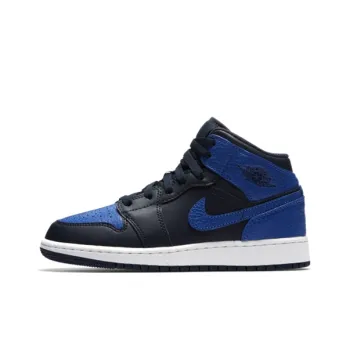 Jordan Air Jordan 1 Mid Lightweight Cushioning Mid Top Children's Basketball Shoes Royal Blue Teenagers