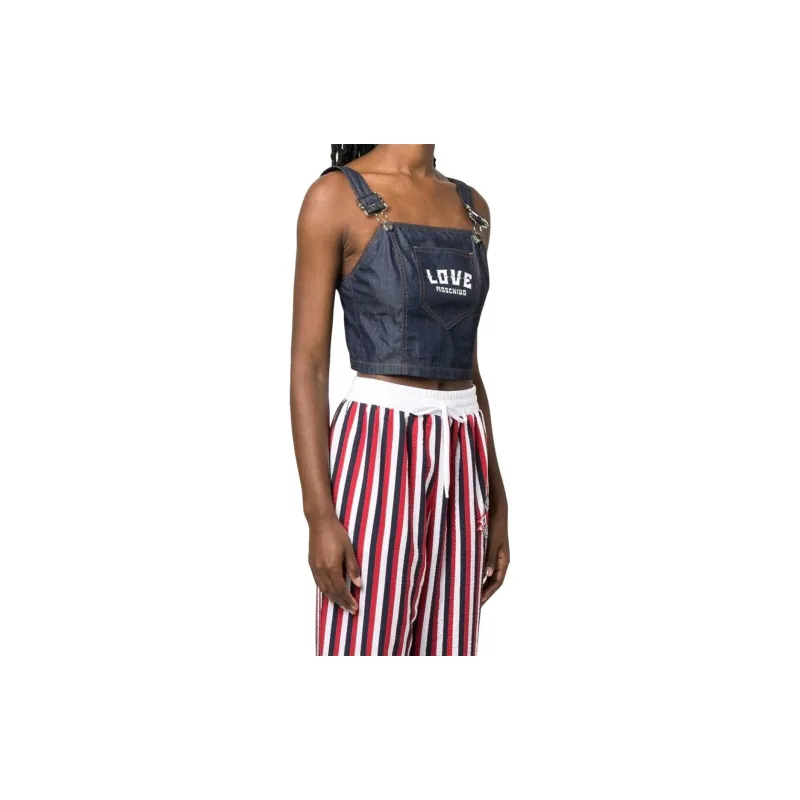 LOVE MOSCHINO Logo print Denim Top-2