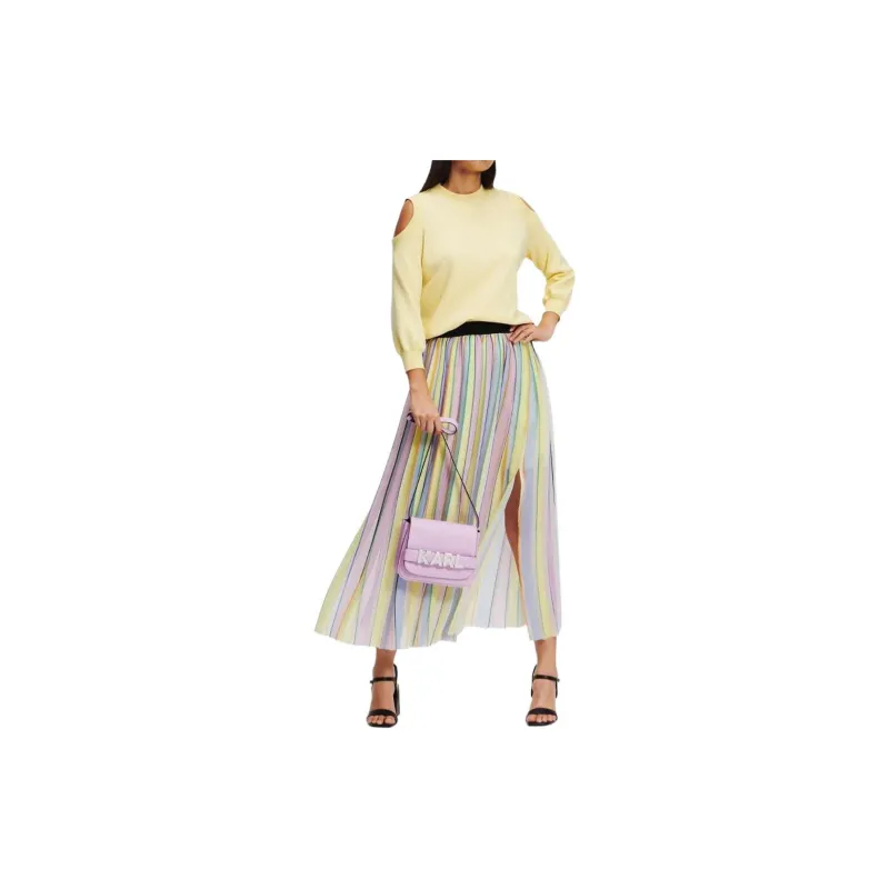 KARL LAGERFELD / Karl Lagerfeld Jeans Pleated Striped Maxi Skirt-2
