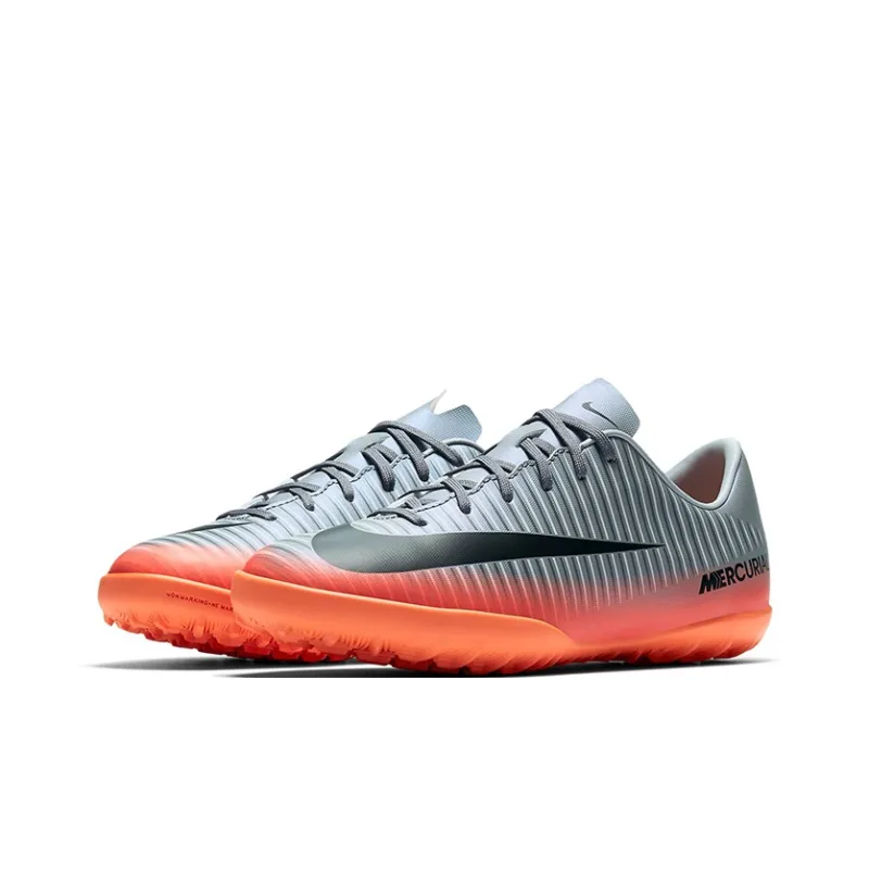 Nike Victory Jr MercurialX 6 CR7 TF Anti-Slip Wear-Resistant Low-Top Kids' Soccer Shoes Gray Black Orange Teenagers-2
