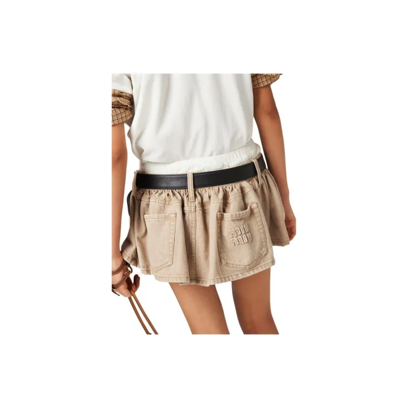 MIU MIU Low rise Denim Miniskirt-4