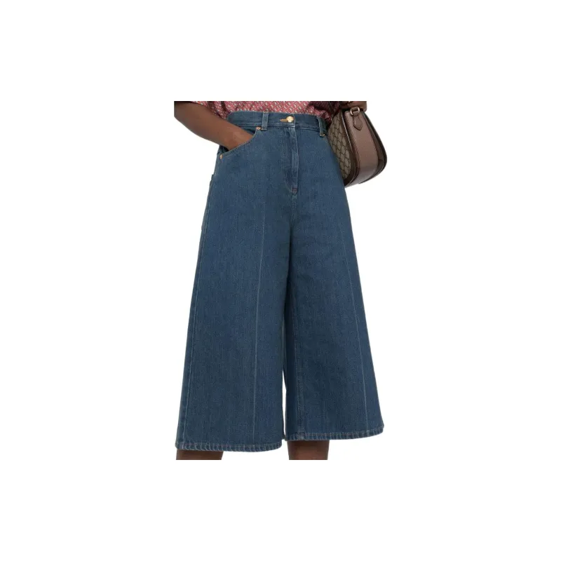 GUCCI Horsebit detail Wide leg Culottes-3