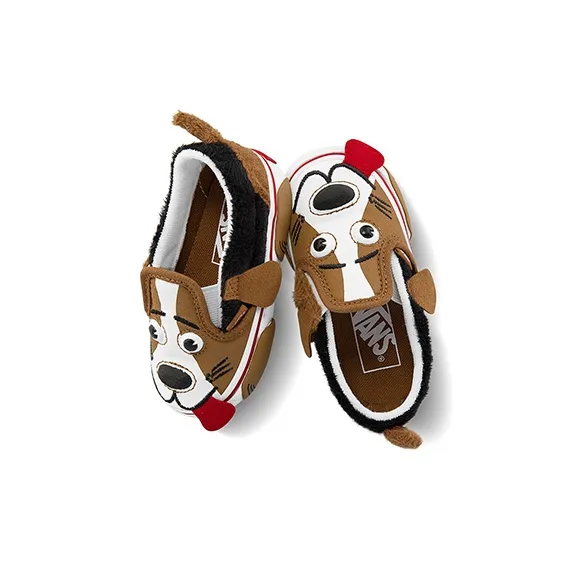 Vans Slip on Series V Anti Slip Wear Resistant Low Top Skateboard Shoes Brown Infant And Toddler-4