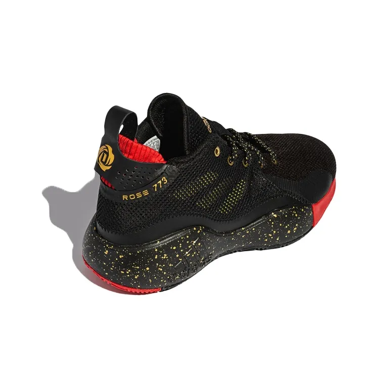 Adidas D Rose 773 J Slip Resistant Cushioning Wear Resistant Low Top Basketball Shoes Black Red 2020 Edition Teenagers-3