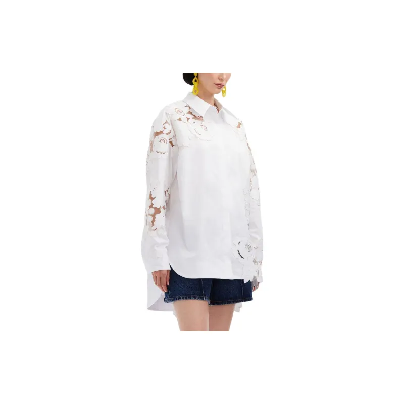 OSCAR DE LA RENTA Corded-lace Twill Shirt-3