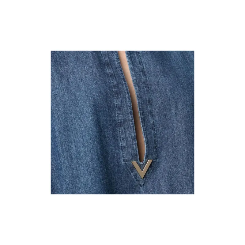 Valentino Denim Long Skirts Women's Blue-4