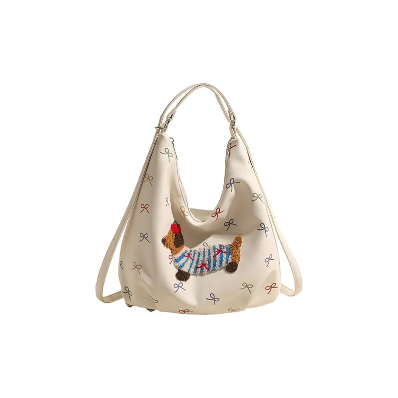 FAMAN PU Shoulder Bag Regular Women's Ecru/Black-0