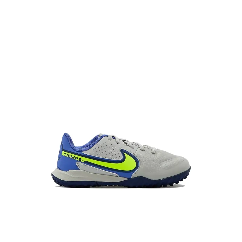 Nike Tiempo Legend 9 Slip Resistant Cushioning Abrasion Resistant Low Top Kids' Soccer Shoes Gray Blue Kids'-1